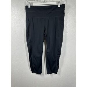 Tangerine Pants Womens Medium Charcoal Grey High Rise Capri Yoga Pockets Stretch